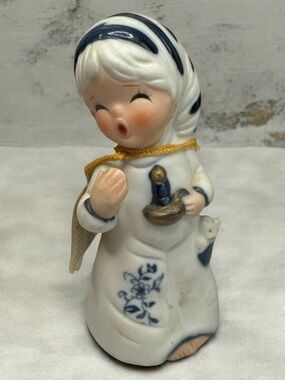 JASCO Vintage hand-painted bisque porcelain bell figurine
